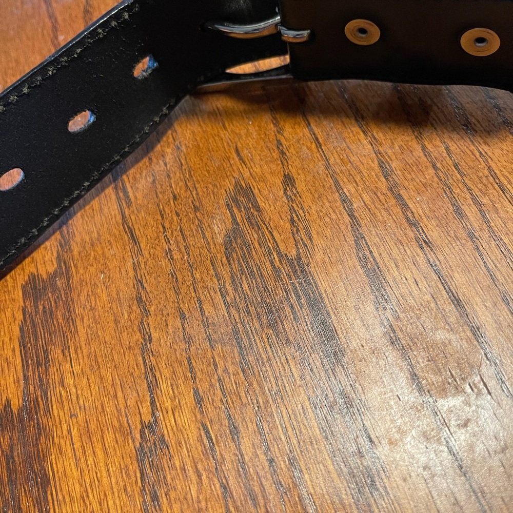 Dickies Black Leather Belt Men’s Silver Buckle Size 36 - Picture 4 of 5